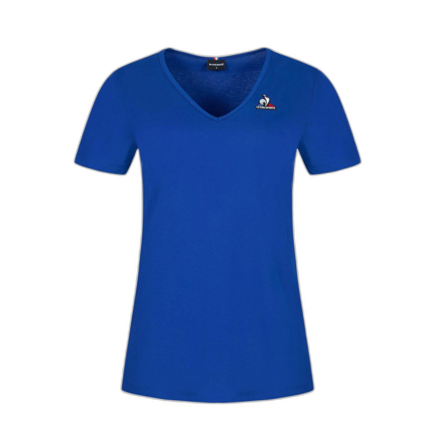 Camiseta de manga corta con cuello en V para mujer Le Coq Sportif Ess N°1